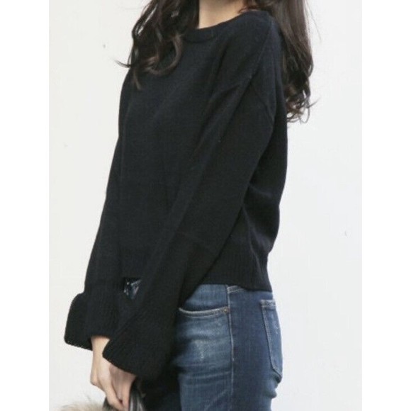 Belle Vere Anthropologie Long Sleeve Top Ribbed Bell Sleeve Black boho XS - Picture 2 of 12